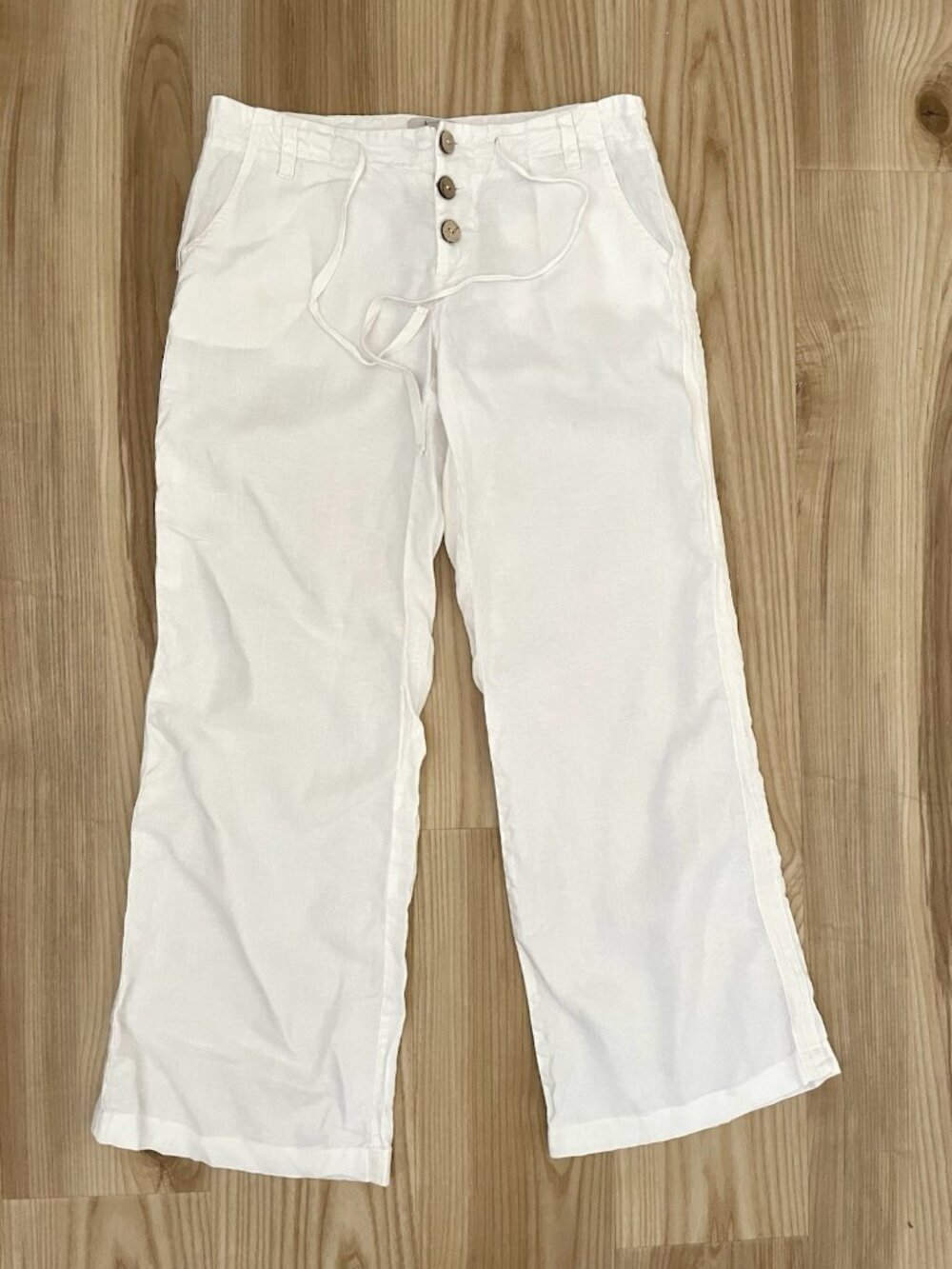 JOIE 100% Linen Low-Rise Wide-Leg Breathable Pants Summer Beach White size 6